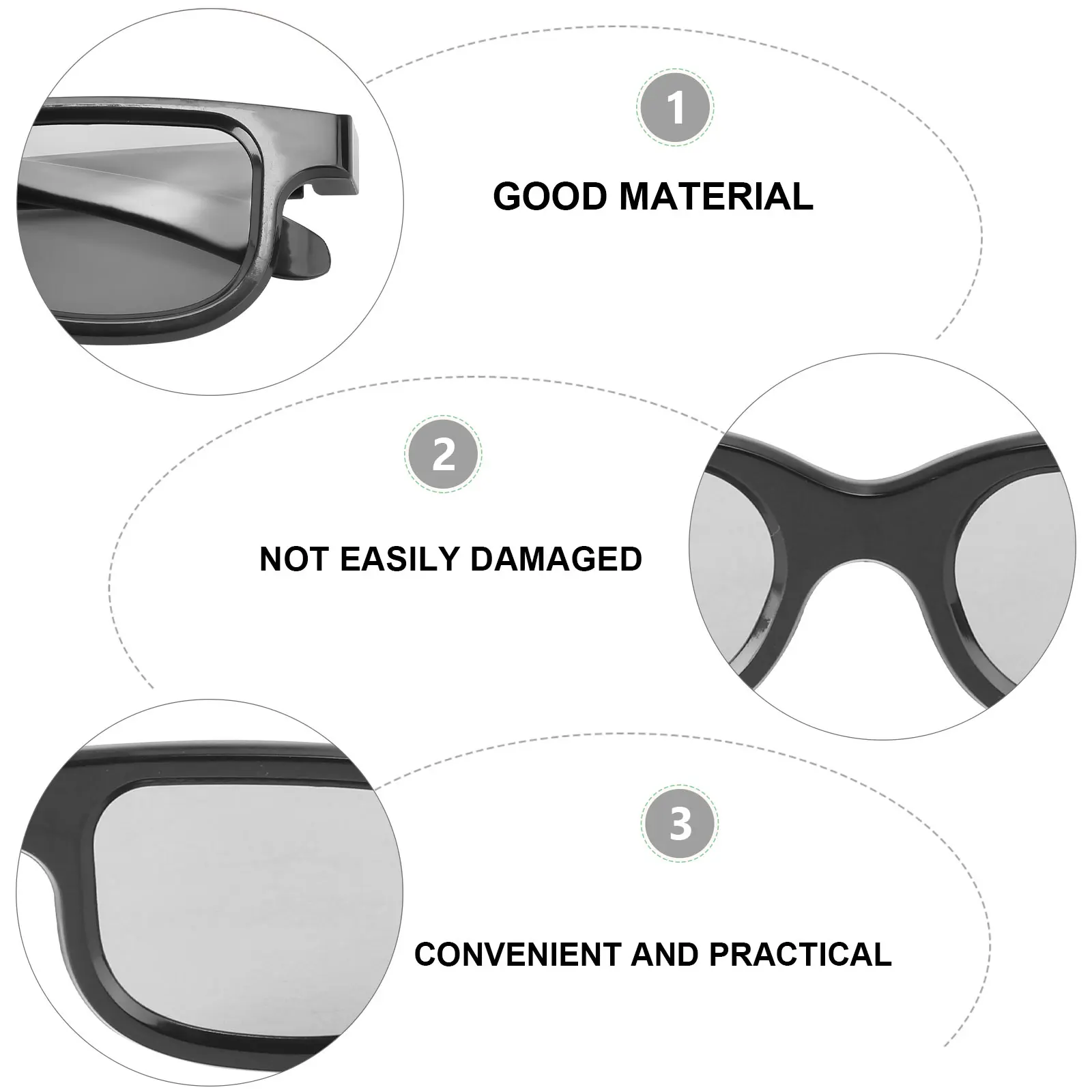 

5pcs Passive Glasses For Adult Circular Polarized Lens Black Compatible With 3D Movie Polarizer Video Game Spectacles No