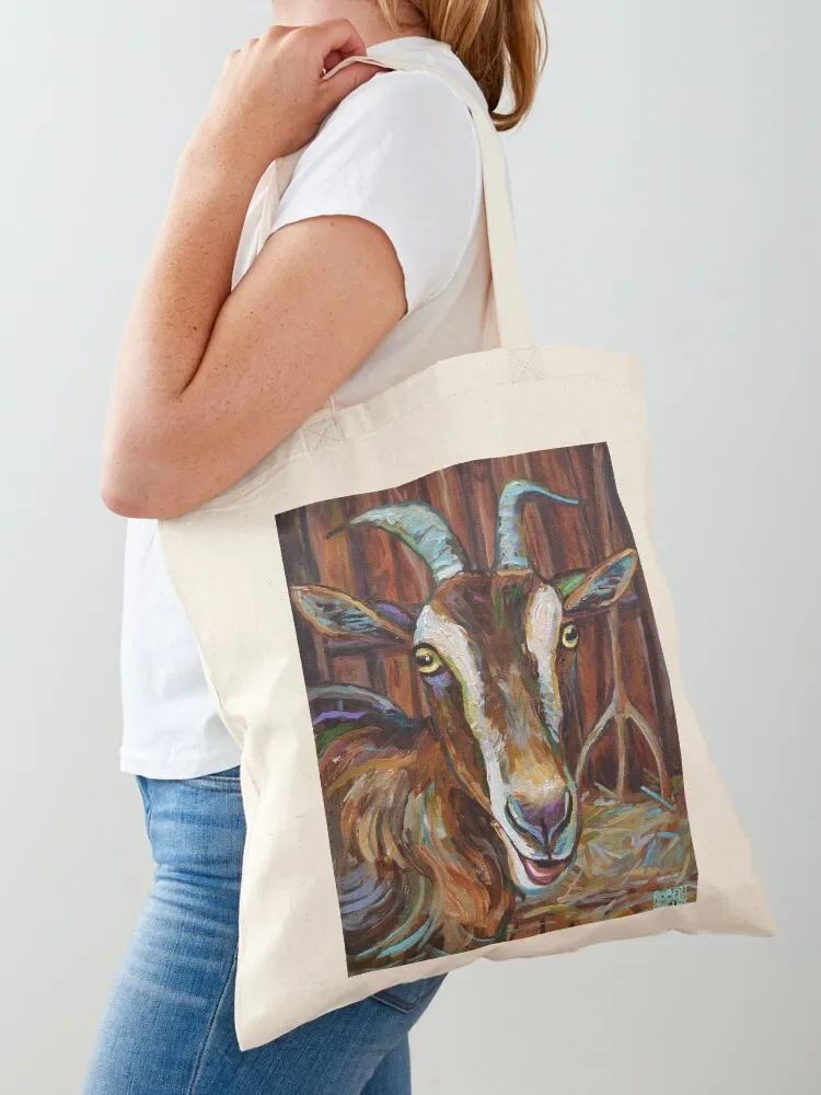 

Dairy Goat in a Barn by Robert Phelps Tote Bag cute pouch bag custom fabric bag shopper women Big women