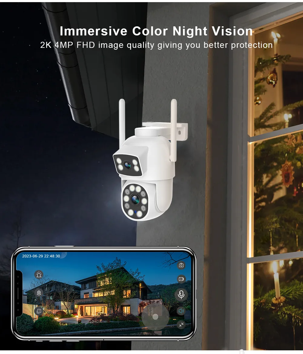 Uzoom 6MP Wireless PTZ Camera UHD Color Night Vision 2.4G Wifi IP Camera Outdoor Auto Tracking Home Surveillance Cam