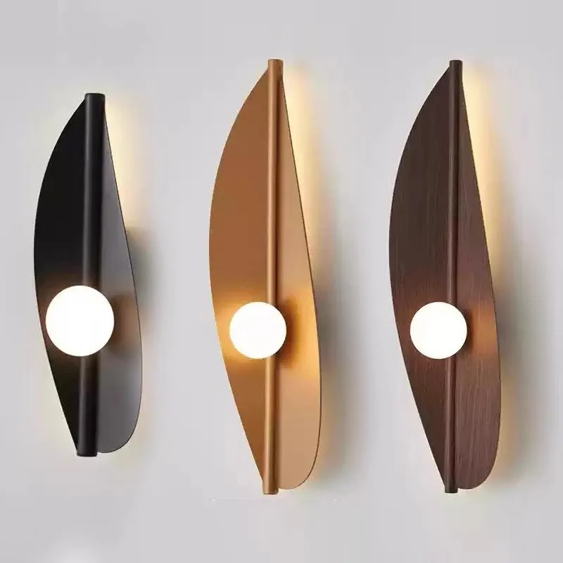 

Creative Leaf shape Iron Art Acrylic Led Wall Lamp Bedroom Bedside Corridor Aisle Stairs Interior Decoration Sconces House Night