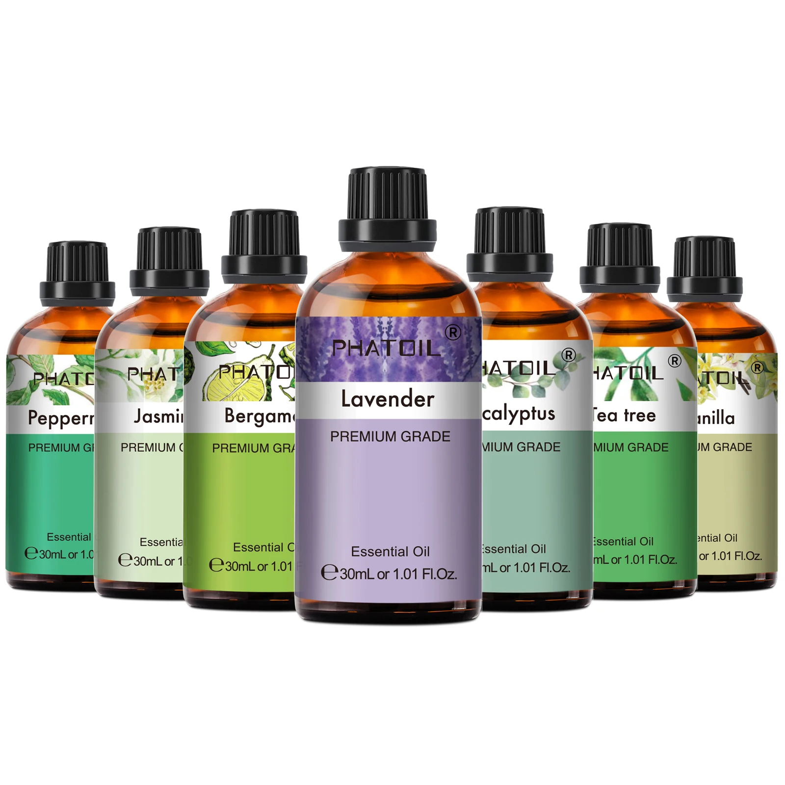 PHATOIL 30ml Aromatherapy Essential Oil Lavender Eucalyptus Vanilla Sweet Orange Aroma Oils For Diffuser Candle Making DIY Soap