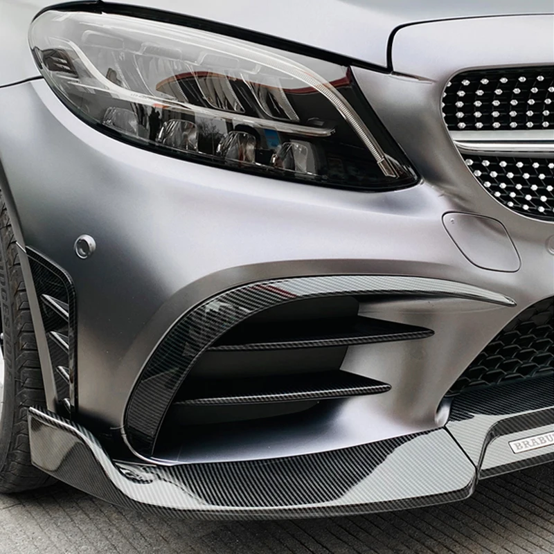W205 C205 C180 C260 C300 C63 Sport Carbon Fiber 3k Twill Weave Vent Trims Fog Lamp Cover Strips 2019-2022 - C-Class