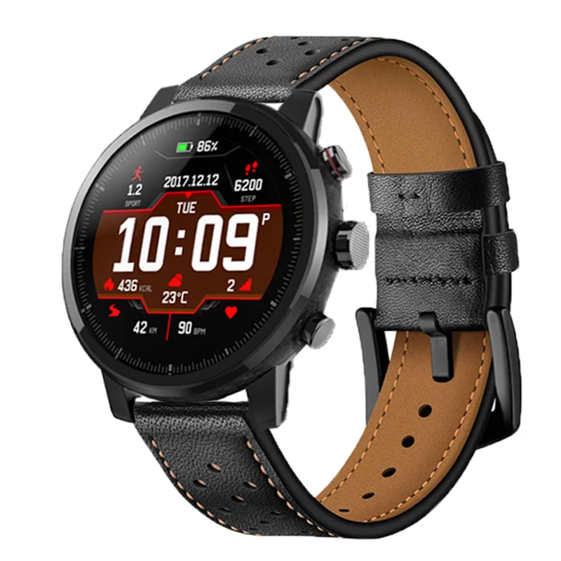 Oryginalne skórzane paski do zegarków dla Amazfit Stratos 2 2S 3 bransoletka z paskiem dla Huami Amazfit Pace Watchband wymienny pasek Correa