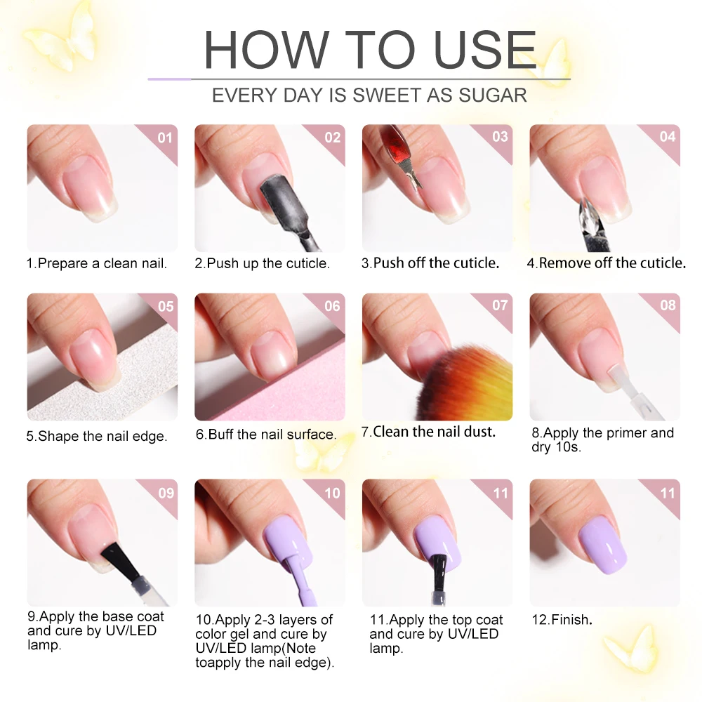 ネイルジェルポリッシュキット 10個入り 8ML グリッターアートジェル ベースコート トップコート付き 速乾UVランプ マニキュアサロン用品ツール