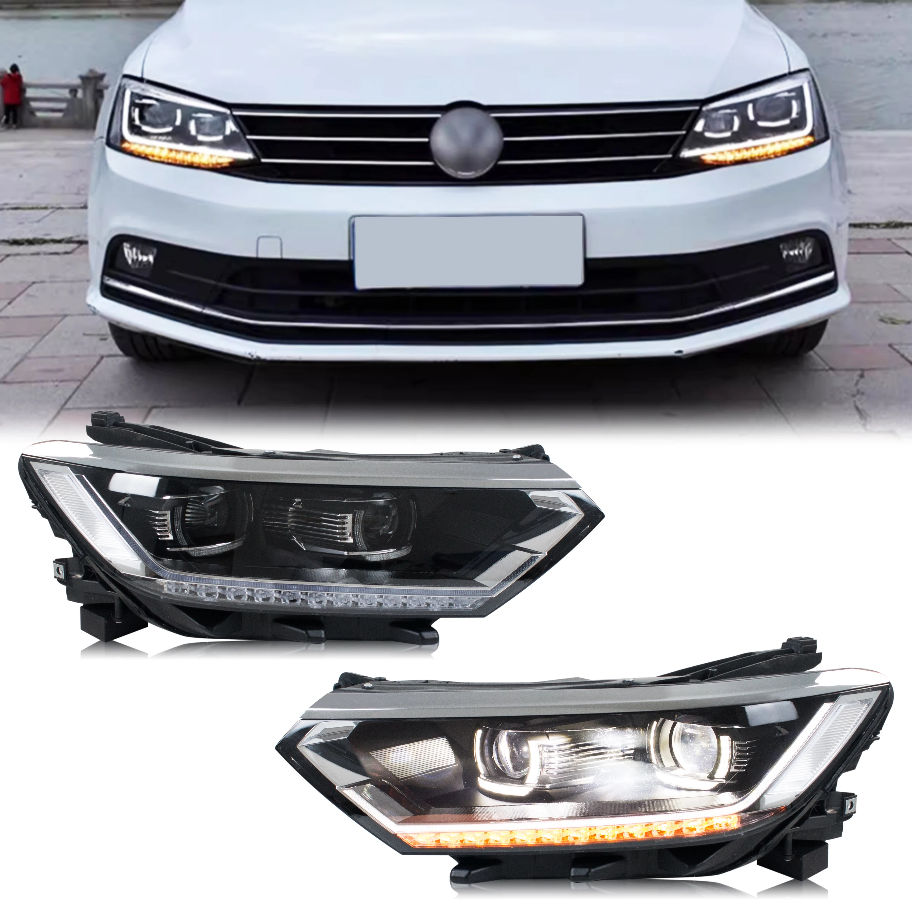 LED-Scheinwerfer für Volkswagen VW Passat B8 3G 2014-2018 Limousine Matrix-Projektor DRL Sequentieller Blinker Frontleuchten-Baugruppe