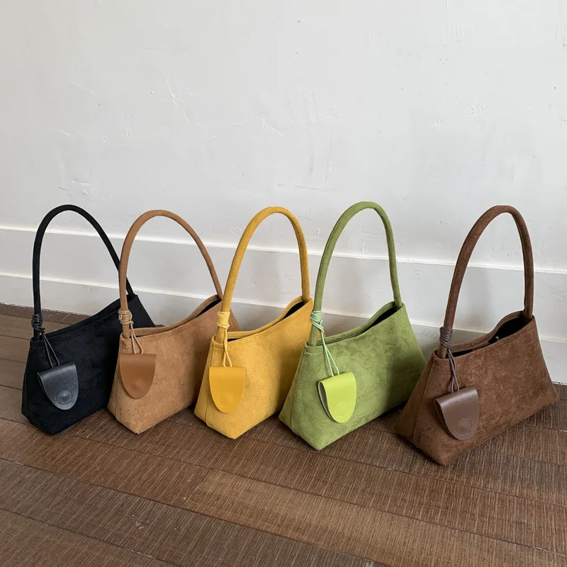 New Suede Material Handbag - Vintage Underarm Bag, Stylish and Simple, Single Shoulder Crossbody Women's Bag