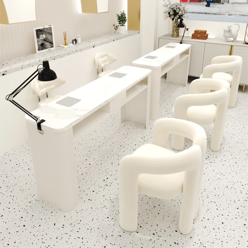 Profesional Design Nail Desk Chairs White Aesthetic Nordic Nail Table Vacuum Cleaner Scrivania Per Unghie Salon Furniture