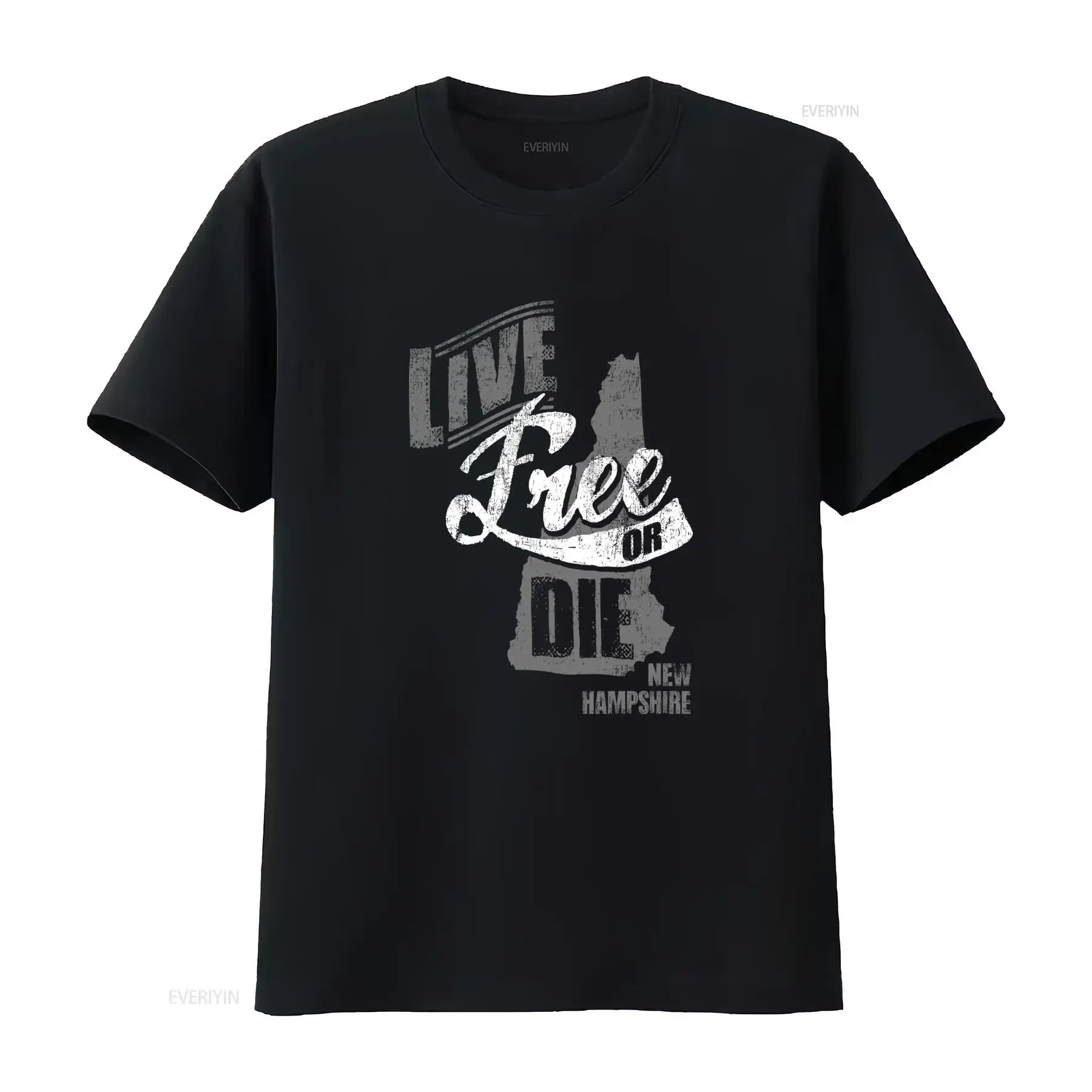 Live Free Or Die Vintage New Hampshire Map Crewneck T Shirt Retro Style for Freedom Lovers vintage Washed Casual Stylish