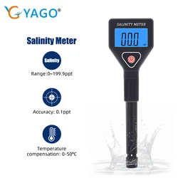 Digital Seawater Salinity Refractometer Home Handheld ATC Salinometer Food Salt Water Tester for Aquariums, Pools, Drinking