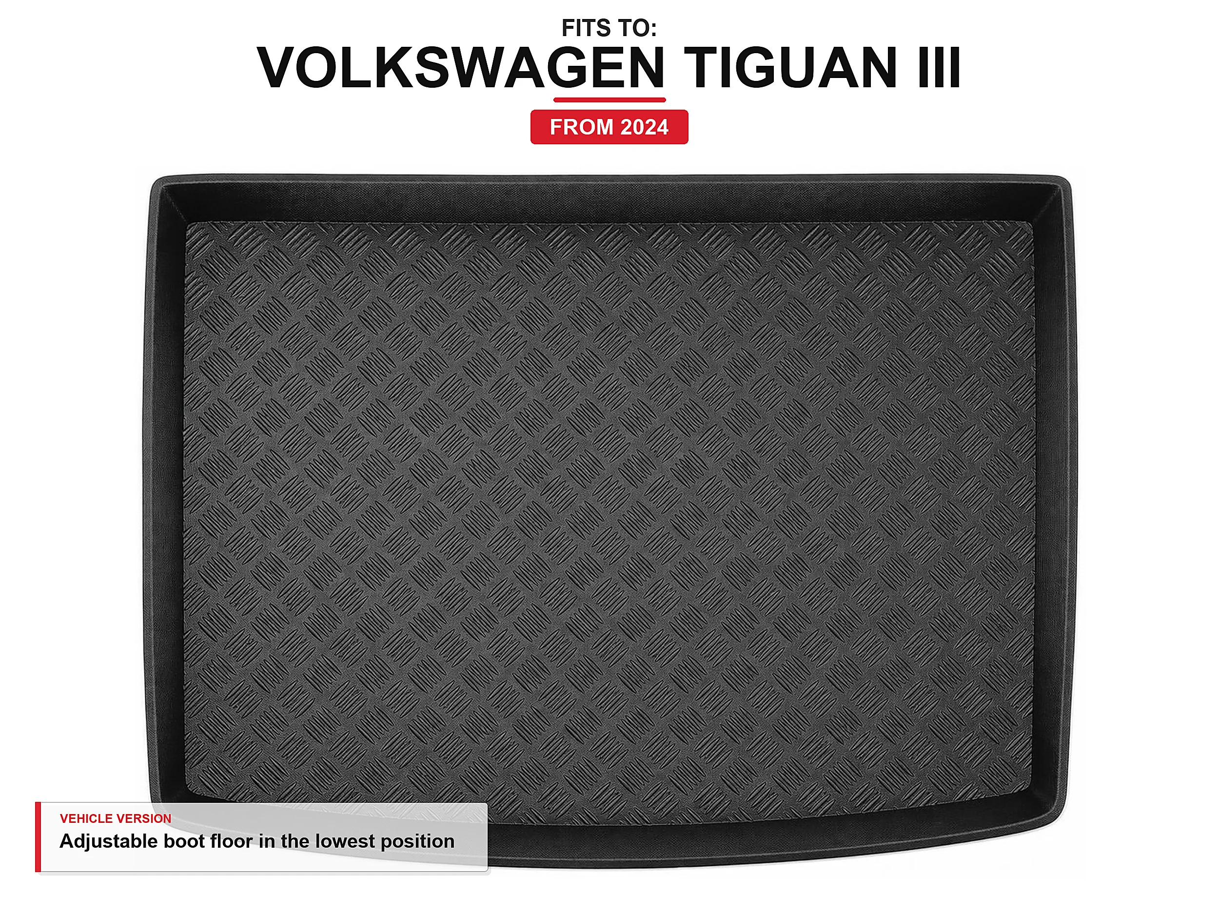 Kofferbakmat met rand voor: Volkswagen Tiguan Iii 2024-