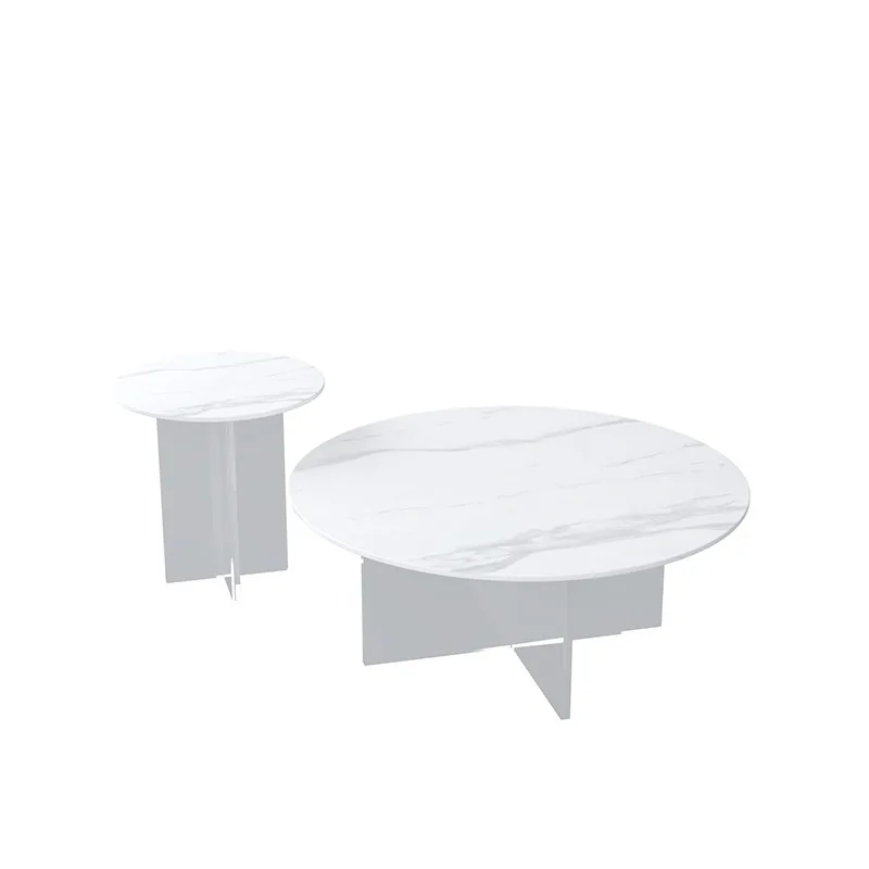 

Acrylic suspended rock slab coffee table combination Nordic minimalist small apartment transparent small round tea