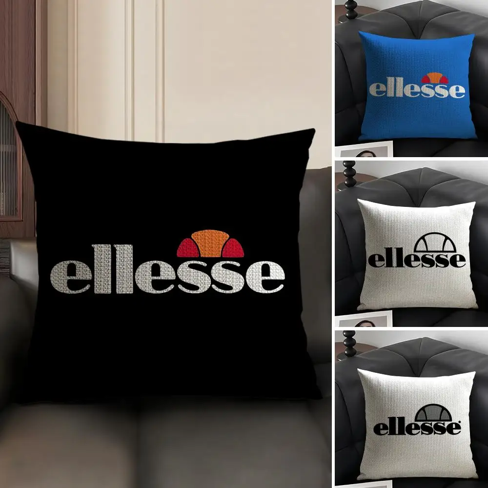 E-Ellesse Brand Cushion Cover Natural Linen Organic Fabric Double-Sided Printing Sofa Home Decor Gift Pillow Case