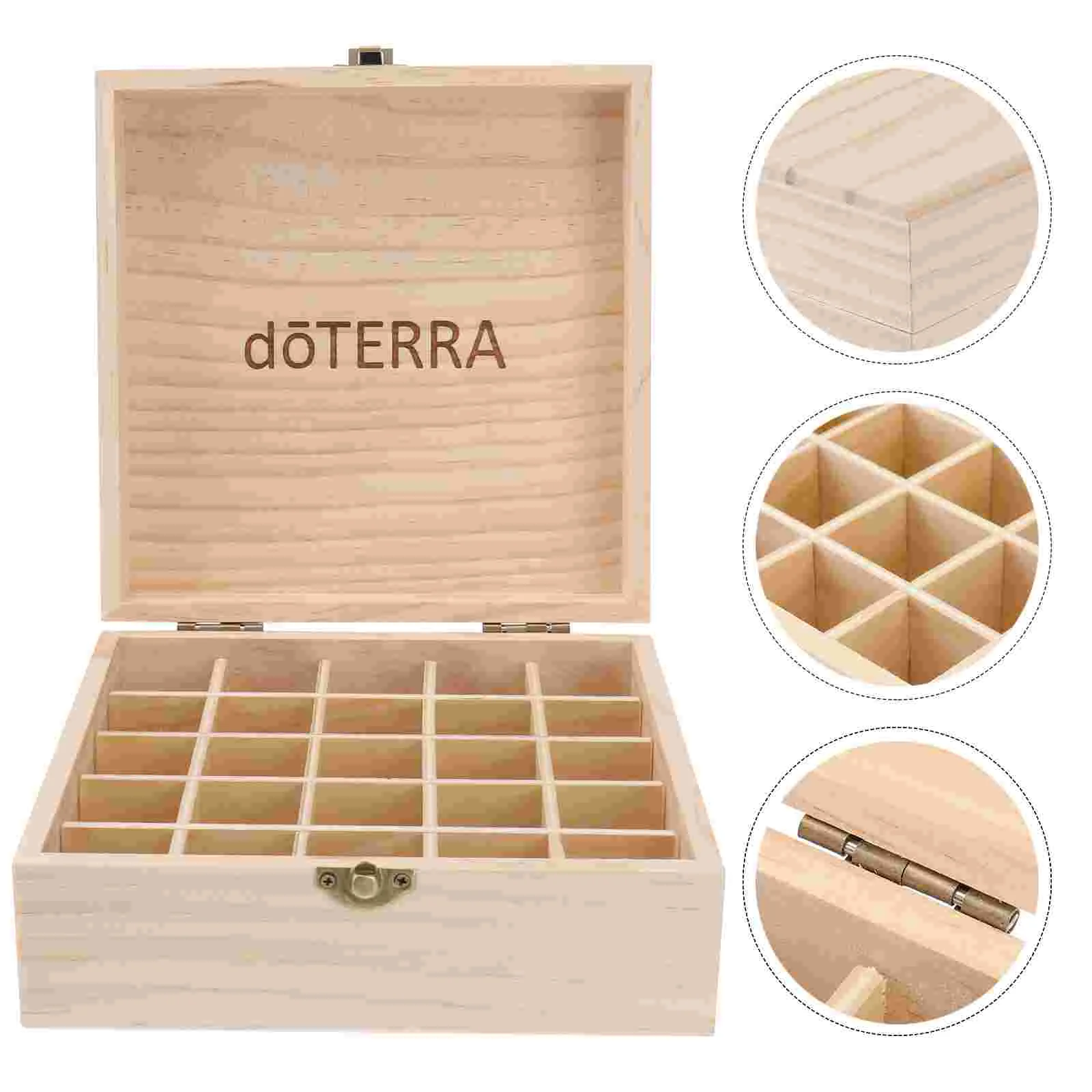 25 Compartments Wooden Essential Oil Bottle Storage Box Case Wooden Portable Essential Oil Carry Travel Box Holder Organizer