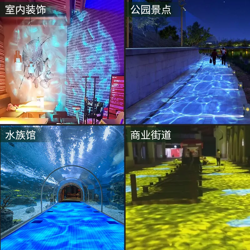 Outdoor dynamic water ripple light, waterproof landscape engineering lighting scene marine light LED water pattern projection