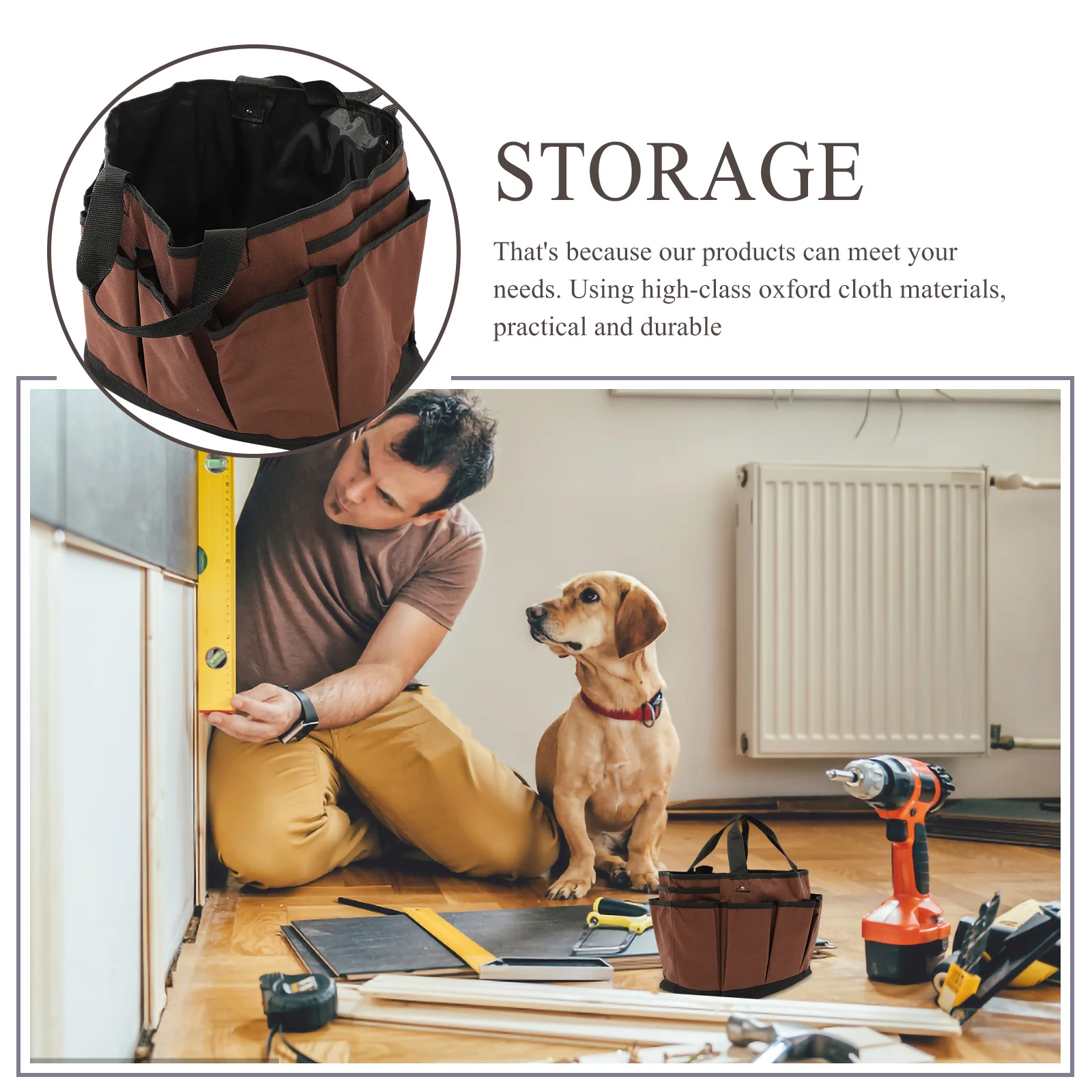 

Tool Bag Organizer Oxford Cloth Foldable Tote For Garden Tools Storage Repairing Maintenance Supplies Carrier Handle