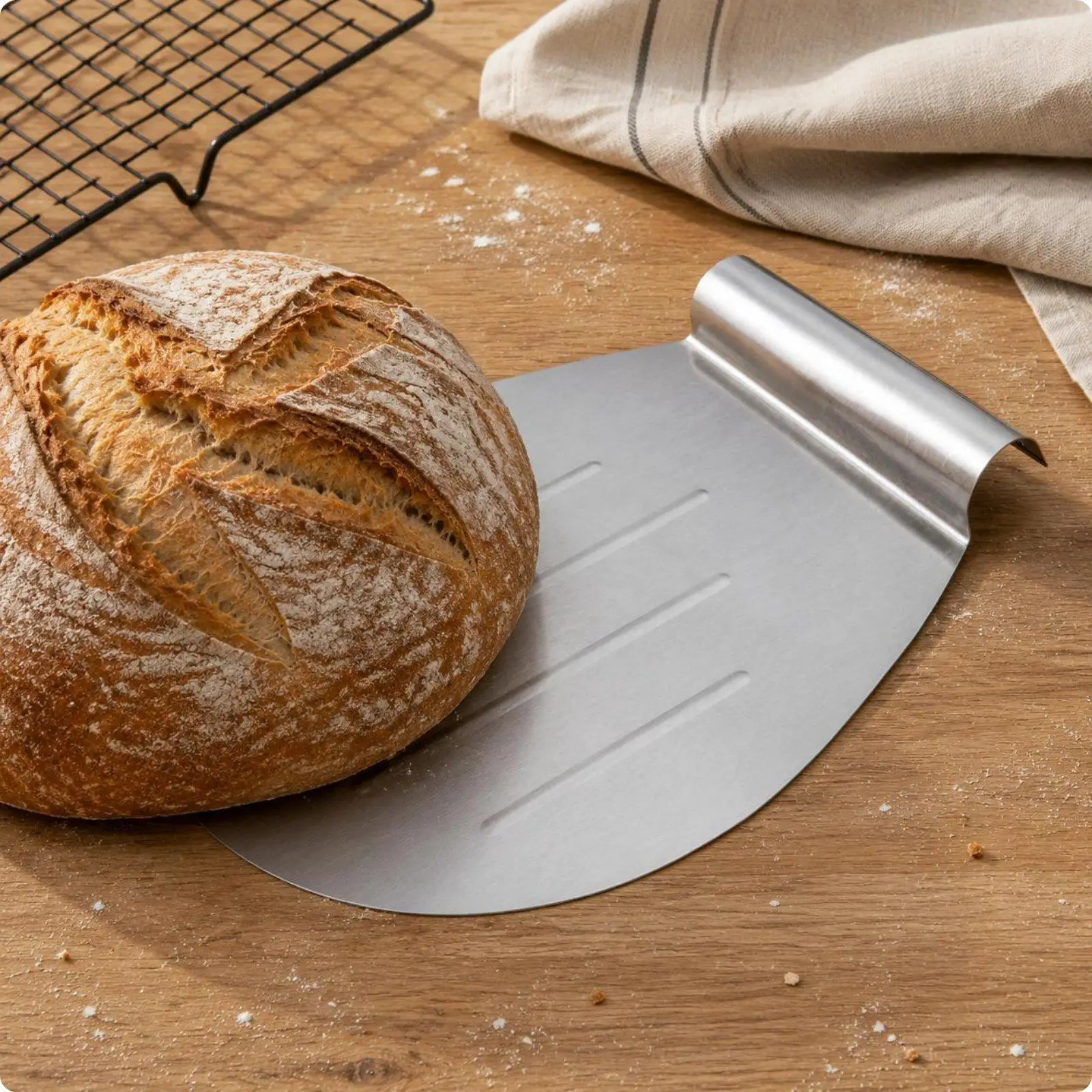 Pizza Transfer Shovel Metal Pastry Lifter Tool for Cake Decorating Kit with Metal Rotating Plate
