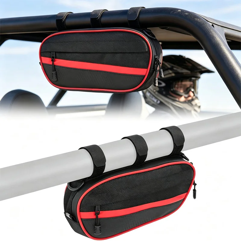 UTV Roll Bar Storage Bag Waterproof Roll Cage Tool Bag Side Storage Organizer For Polaris RZR Can-Am Maverick For Golf Cart Bike