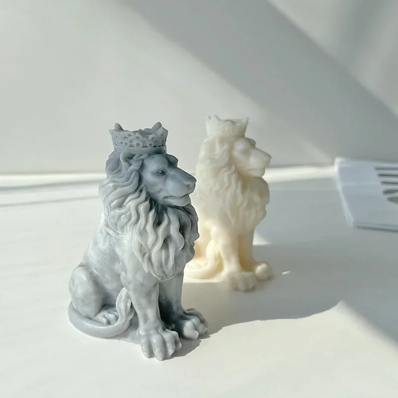 

3D Lion King Silicone Candle Mold 3D Crown Lion Animal Shape Soap Resin Plaster Ornaments Making Molds Home Decor Crafts Gifts