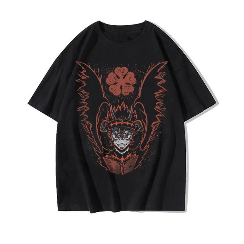 2026 New Style Fashion Black Five-Leaf Clover Pattern Printed Round-neck Long-sleeved Warm and Loose Women's T-shirt