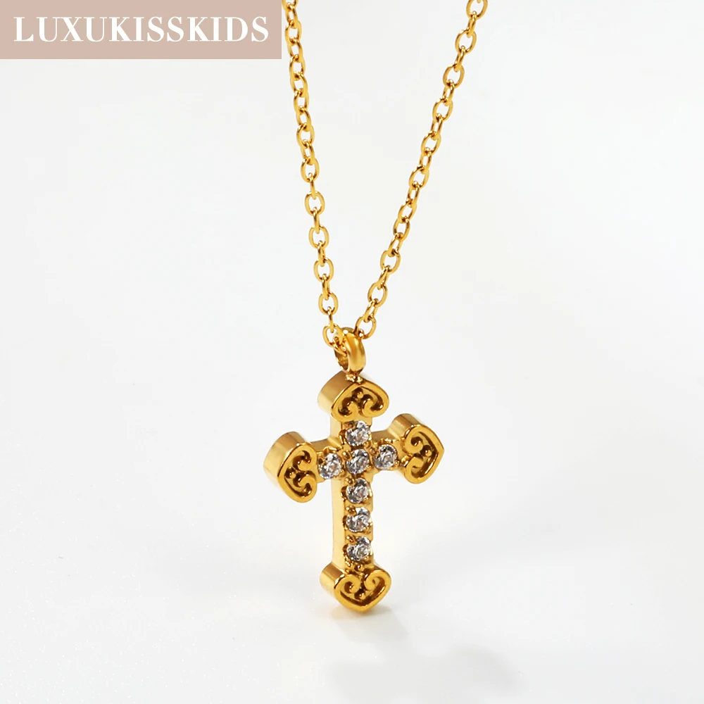 LUXUKISSKIDS المصرية عنخ الصليب الدين قلادة مطلية بالذهب رمز الحياة الصليب القلائد حجر الراين قلادة مجوهرات هدية #5