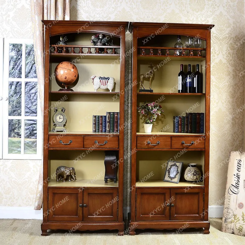 

solid wood bookcase furniture narrow edge bookshelf green display cabinet study floor side cabinet