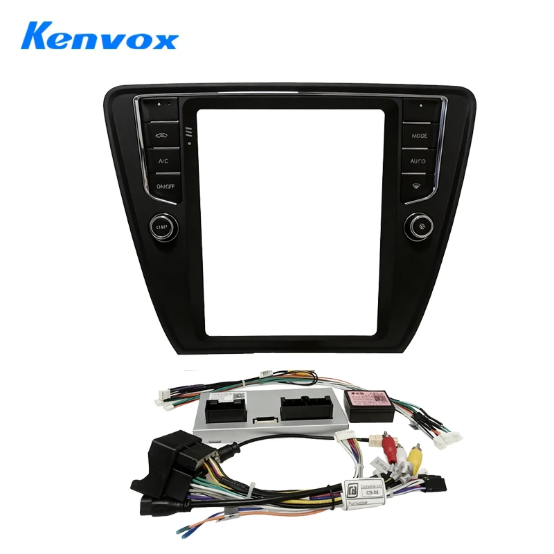 

Kenvox 9.7" Tesla Vertical Screen Car Radio Fascia Frame for Volkswagen Octavia Dash Kit Install Panel wire harness Adapter