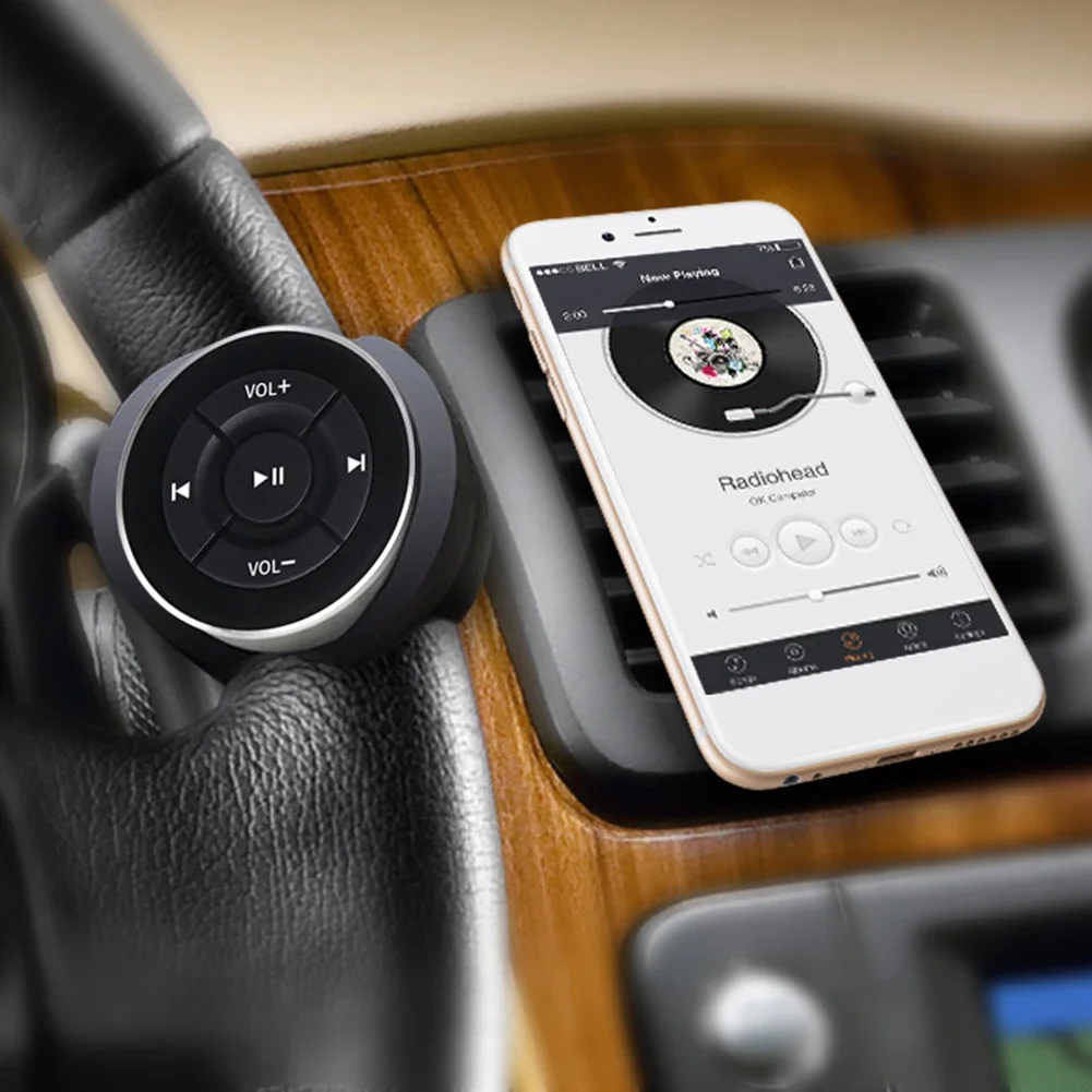 Car Wireless Bluetooth Media Remote Control Car Kit Button Motorcycle Bicycle Steering Wheel Music Controller for iOS/Android