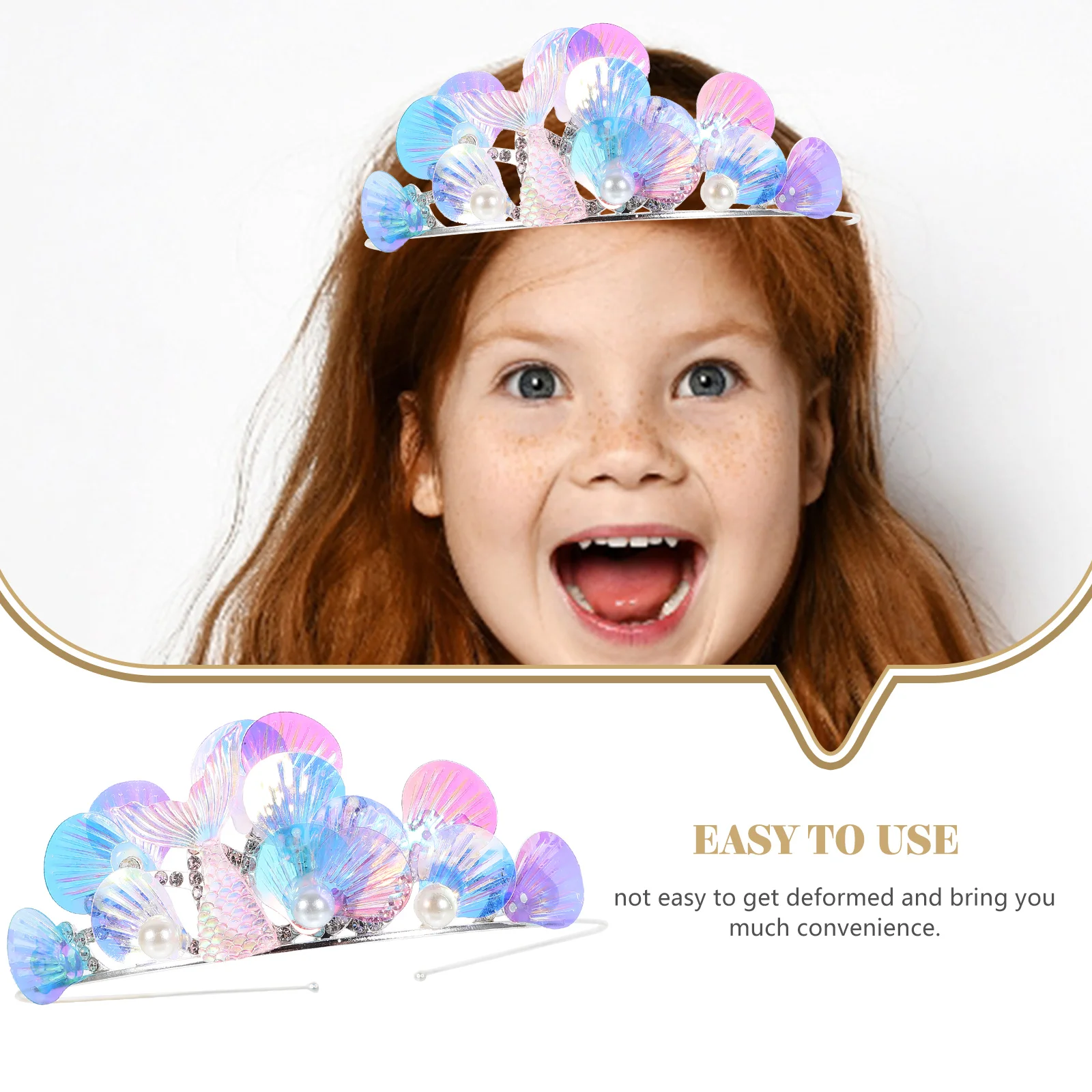 

Mermaid Headband Hair Accessories Girls Crown Rhinestone Metal Hairband Child Ocean Theme Princess Tiara Birthday Party Hair