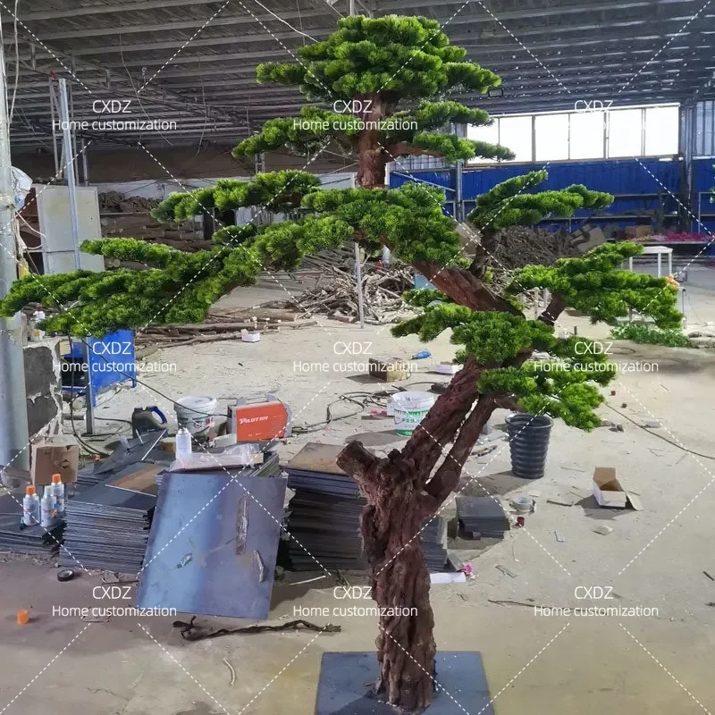 Artificial Pine Tree Fake Landscape Decoration for Hotel Lobby Staircase Exhibition Hall Entrance Floor Ornament Home Garden