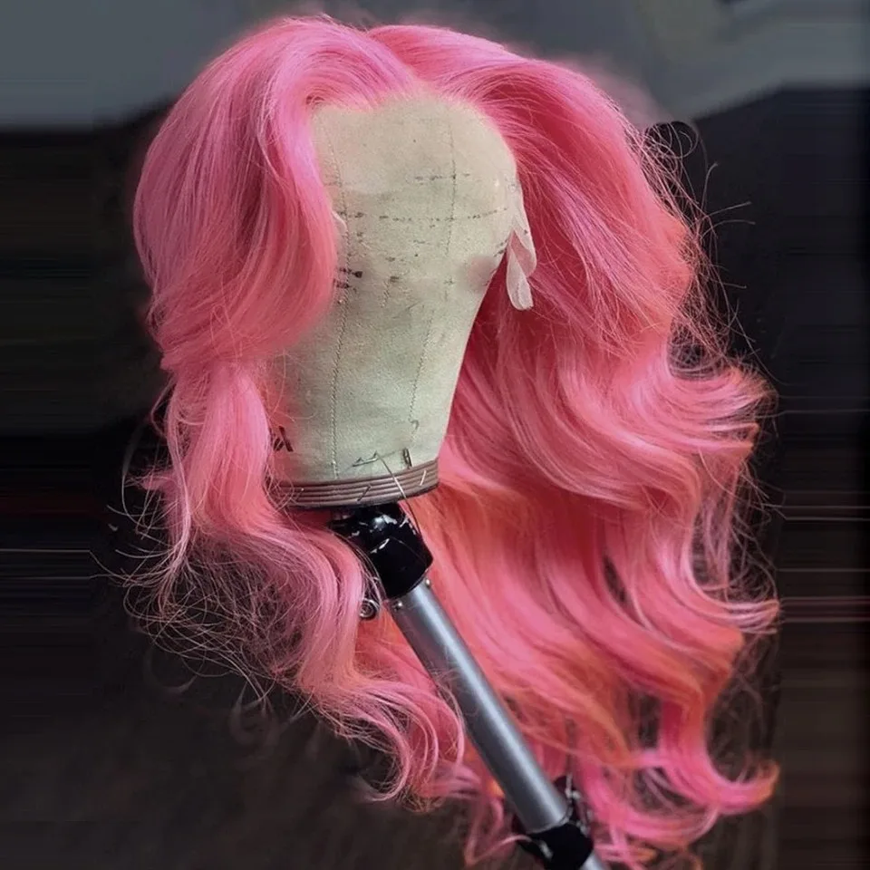 

Soft Blush Pink Wig Body Wave Lace Front Wigs 13×4 HD Lace Frontal Wig Heat Resistant Synthetic Hair Daily Cosplay For Women