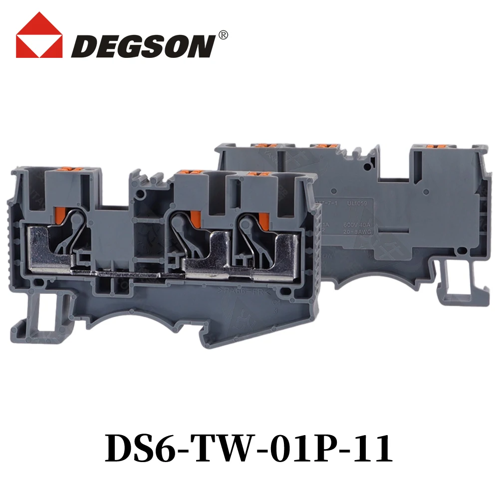 10Pcs DEGSON DS6-TW-01P-11-00ZH DS6-TW-PE D-DS6-TW Din rail terminal blocks Connector DS6-TW 01P Phoenix Contact  RoHS 41A 1000V