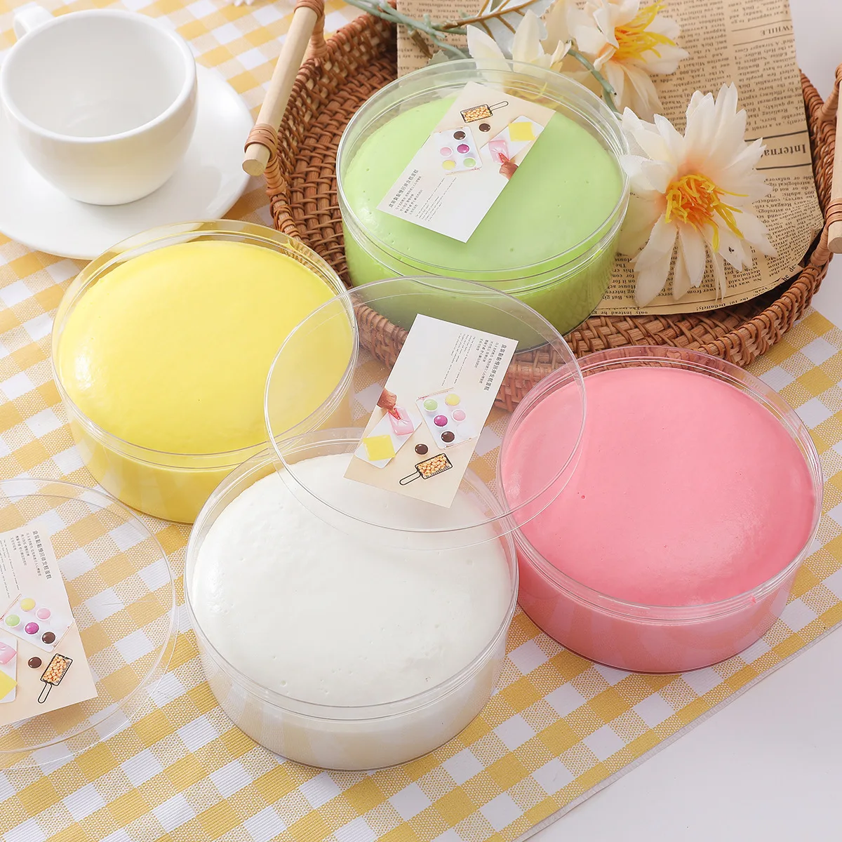 Transparant Boxed Nat Zacht PU Trage Rebound Toast Speelgoed Plezier Zuigen Vinger Brood Stress Knijpspeelgoed Schattig Squishy Brood