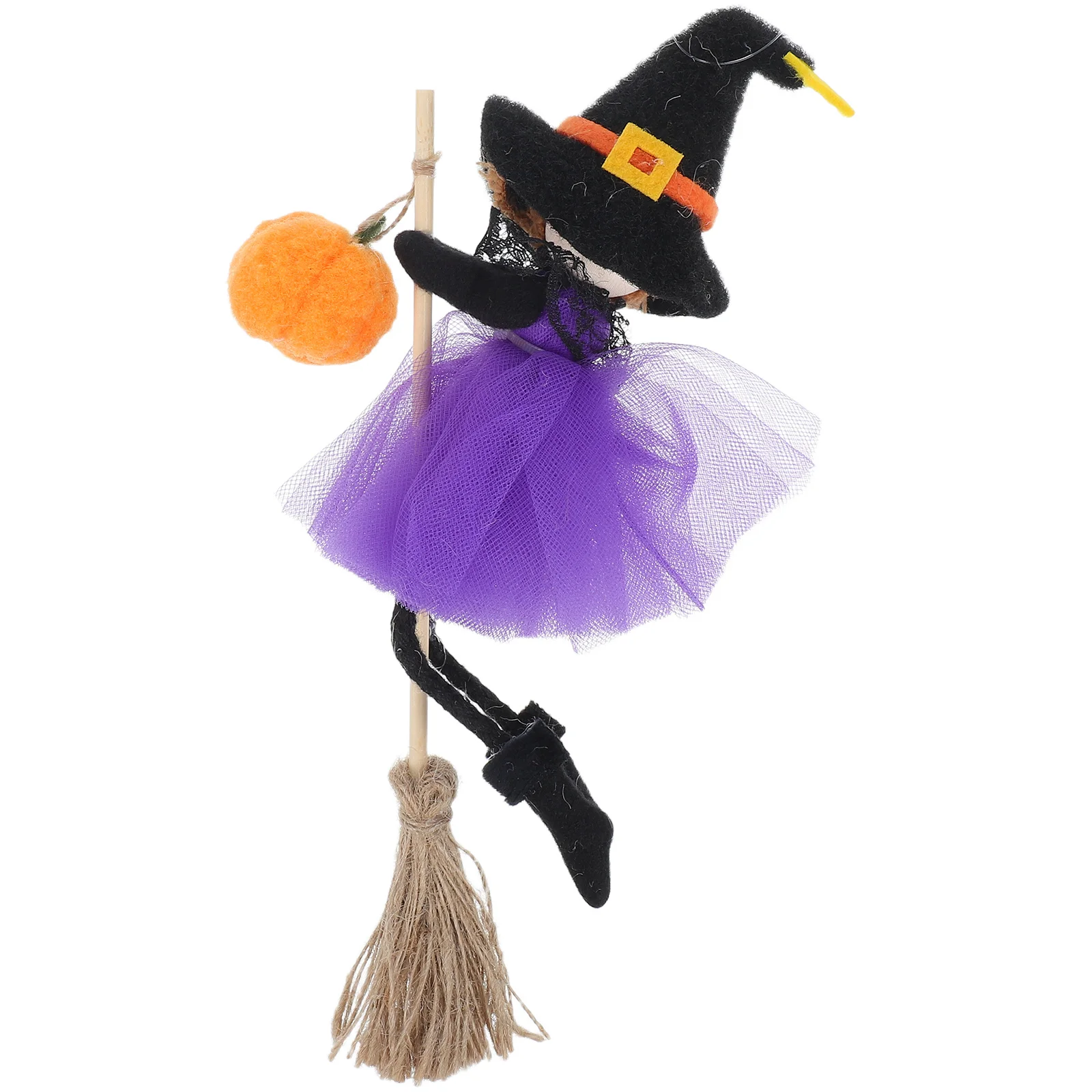 

Halloween Pumpkin Angel Girl Hanging Ornament Fabric Wood Broomstick Witch Decoration Indoor Outdoor Halloween Home Window Door