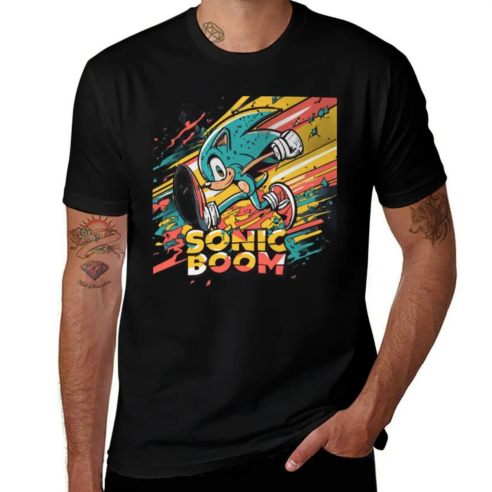 Running Sonic Boom T-Shirt Comfortable Work Wear Tee T-Shirt