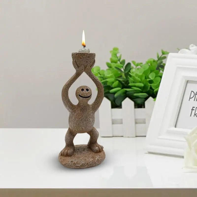 Resin Candlestick Decoration Tabletop Hand Support Altar Statue Candle Holder Halloween Candle Holder With Cute Expression For