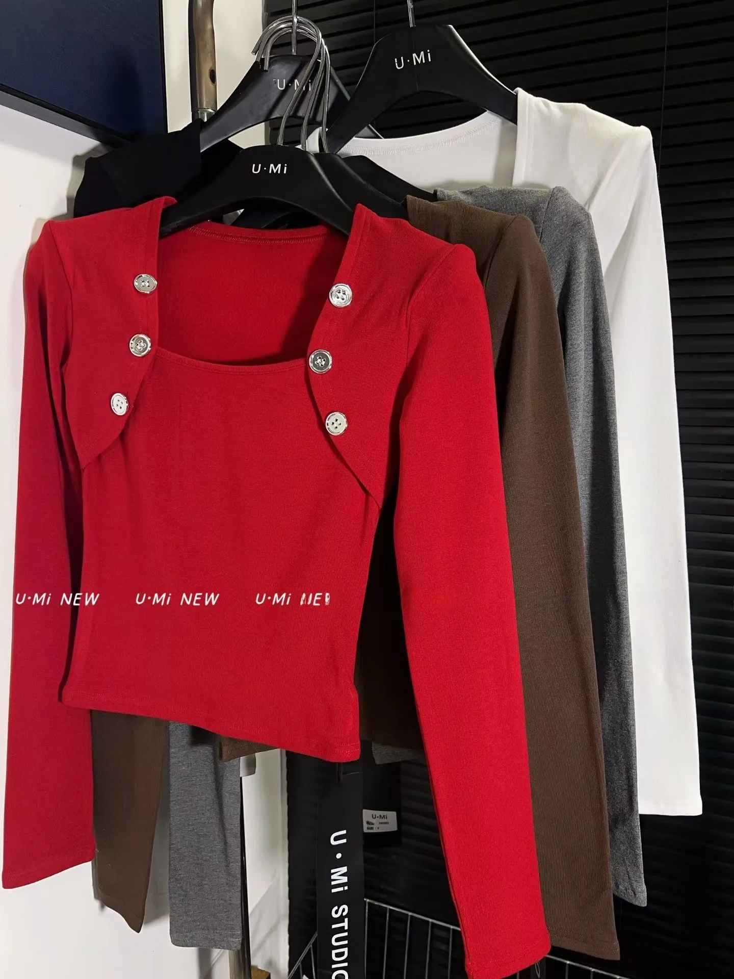 Slim Fit Long Sve Button up Base irt Donna Inverno Nuovo Sle Design Sense Vita Cinch Brued Colletto quadrato ort Stretto...