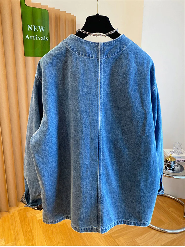 

Винтажное синее джинсовое пальто в корейском стиле, женские весенне-осенние новые короткие куртки большого размера, повседневные свободные топы с длинными рукавами, верхняя одежда
