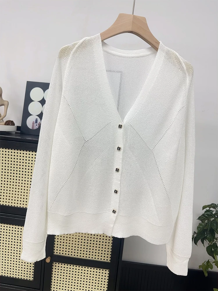 

High Quality New Ice Silk Knitted Cardigan for Women's Summer New Outerwear Shawl Loose Sun Protection Shirt Jacket