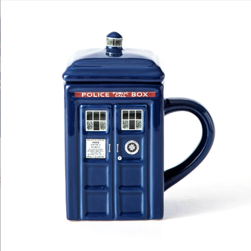 Mugs British Police Box Square Shape Water Cup Tardis Ceramic Cup Coffee Mug Home Decoration Birthday Gift