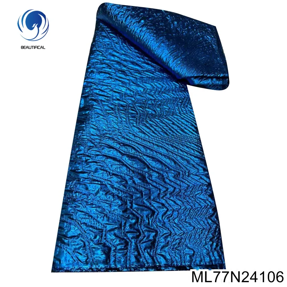 

Новинка 202, базовое синее высококачественное нигерийское африканское жаккардовое удобное кружевное французское свадебное платье, ткань ML77N241