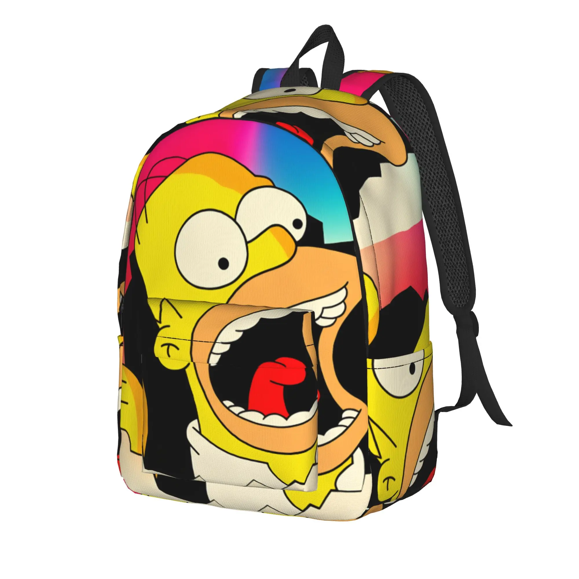 Homer S-Simpsons Breakout Wall Backpack  Daily Backpacks Boy Girl Colorful Large High School Bags Streetwear Rucksack