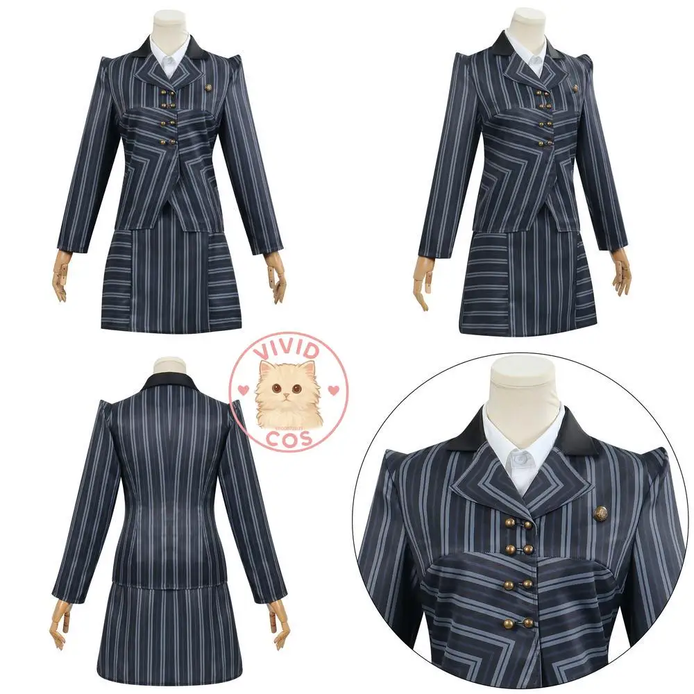 

Popular Movie and TV Character Cosplay Costume Anime Elphaba Gray Striped Suit Classic Role Play for Women Comic Con Halloween