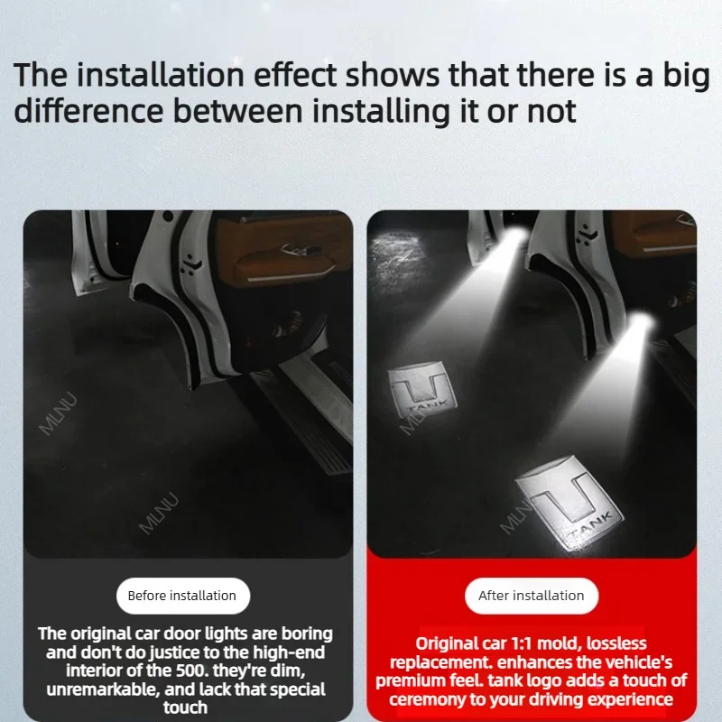New High Quality Door Welcome Light for GWM Tank 500 2025-2026 Low Heat Wear-Resistant Lens Plug-and Play Durable 2023-2024