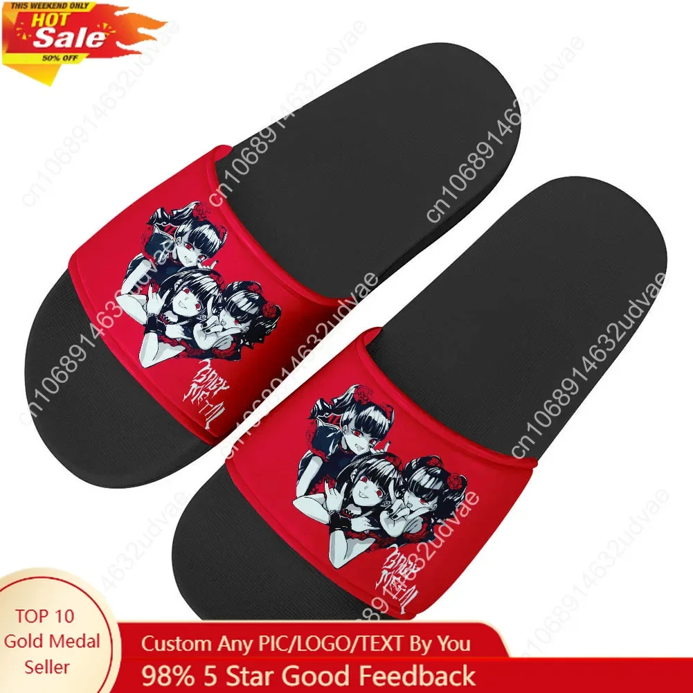 Babymetal Japan Band Slippers Man Woman Boy Girl Tailor Made Slides Sandals Hip-hop Rock Customized Bath Shoes Water Shoe Black