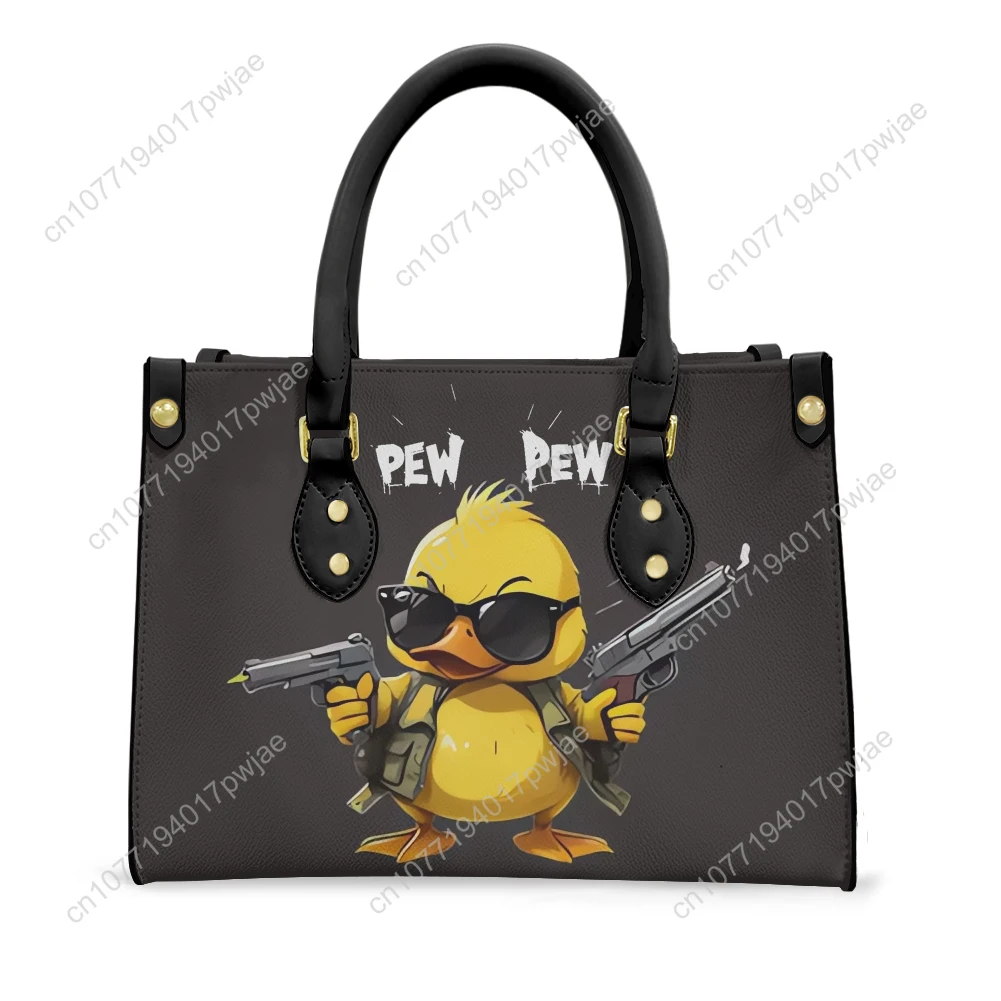 Pew Pew Madafakas Fun Pattern Tote Bag Purse Womens Mens Personalized Text Image PU Leather Handbag Business Shopping Gift Bags