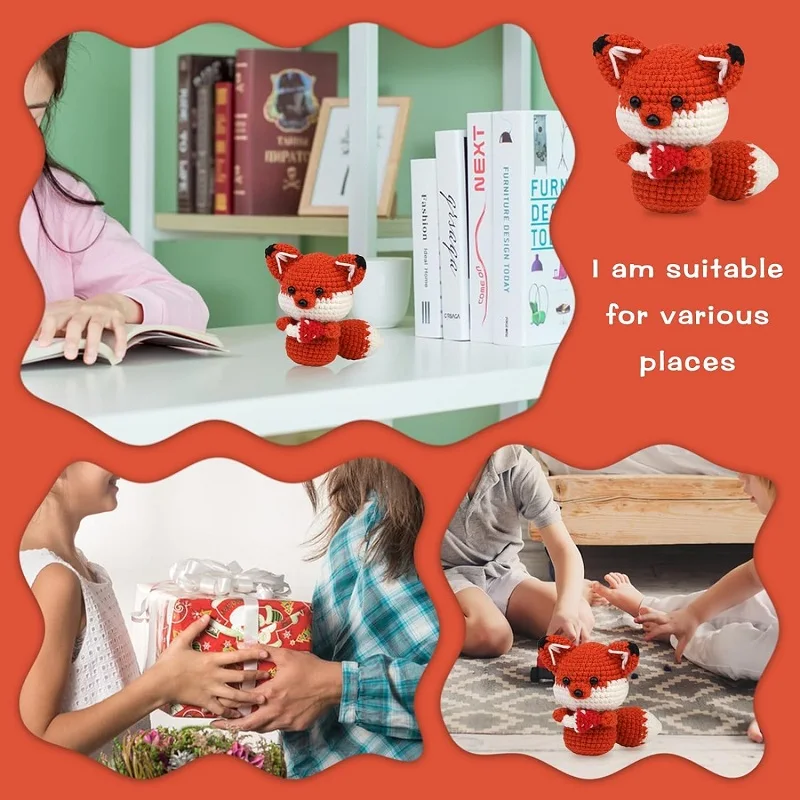 BUDDUR Animal Crochet Knitting Kit With Crochet Hooks And Cotton Yarn Thread For Beginners DIY Non-finished Materials Package