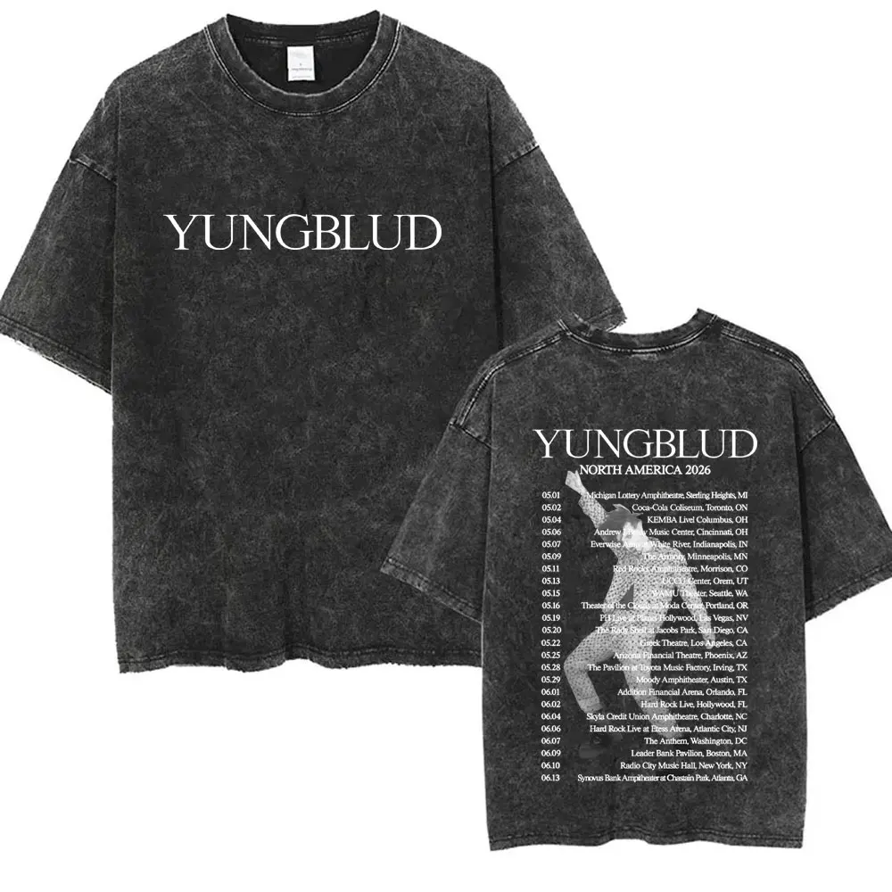 Washed Vintage Rocker Yungblud Graphic T-shirt Men Women Retro Rock Gothic T Shirts Male Casual Oversized T-shirts Streetwear