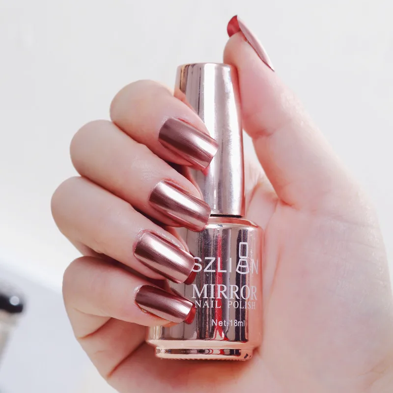 Mirror Effect Metallic Nail Polish Purple Rose Gold Silver  Nail Art Polish for Nails Manicure Lacquer Decoration