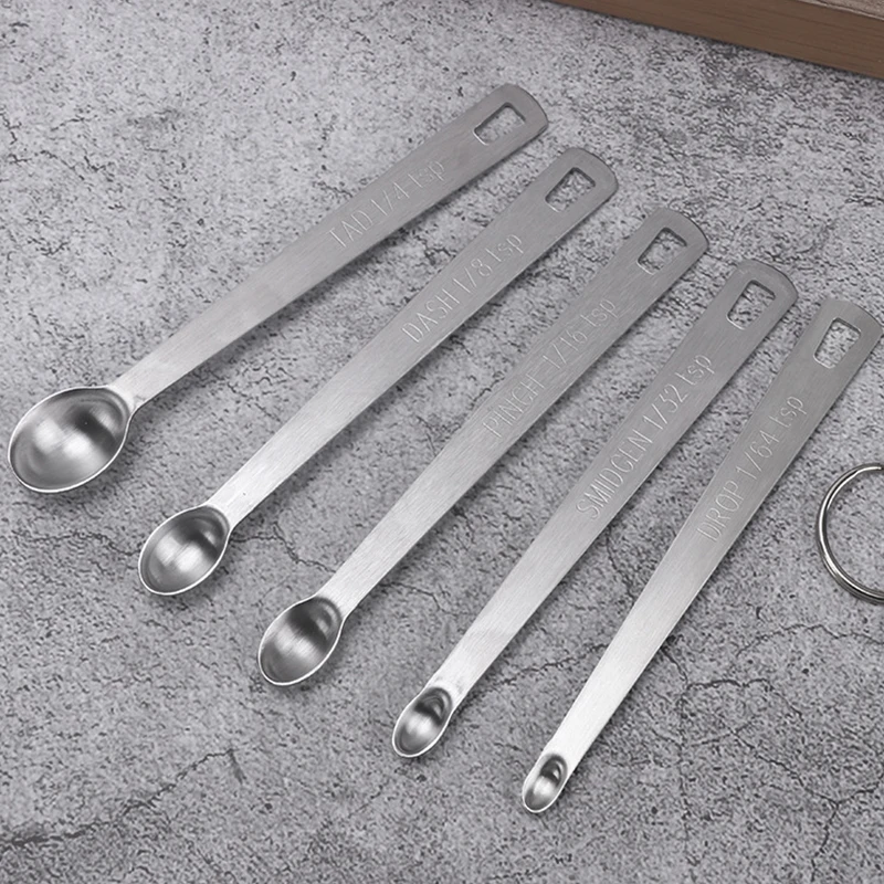 Practical 5pcs/Set Mini Measuring Spoon Baking Tools Stainless Steel kitchen Seasoning Spoon Multiple Size Spoon