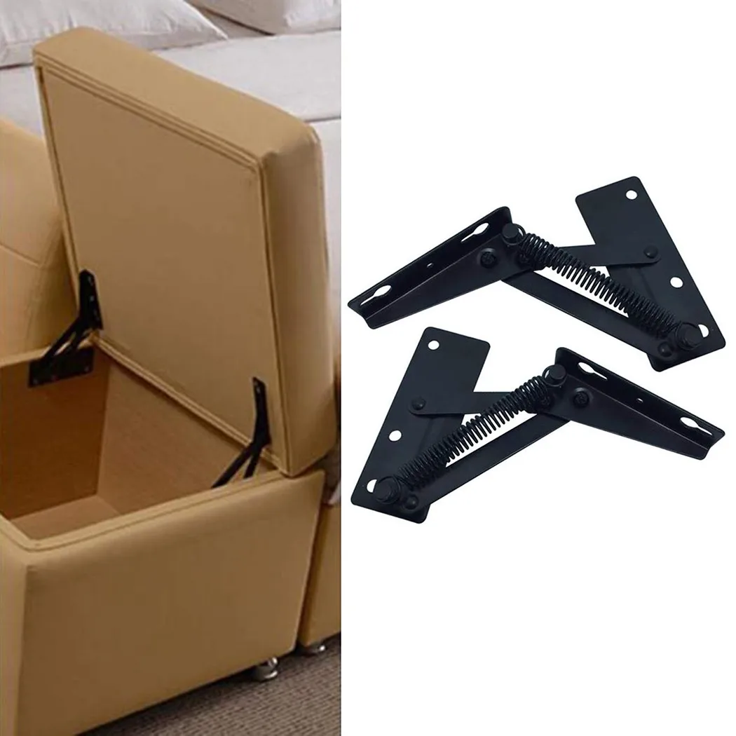 2Pcs Steel Sofa Bed Hinge 3-Position Adjustable Angle Steel Spring Hinge Hardware Black For Cabinet Doors Sofa Bed & Furniture